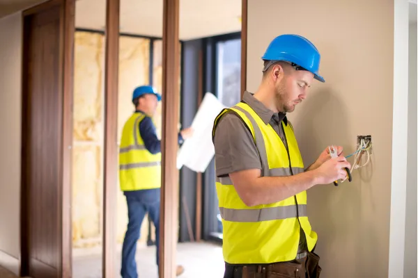 Electricien sur chantier
