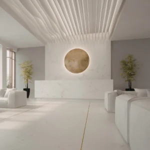 Enduit décoratif appliqué à la spatule sur un mur intérieur