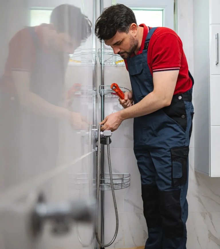 Pose de la robinetterie dans une salle de bain rénovée